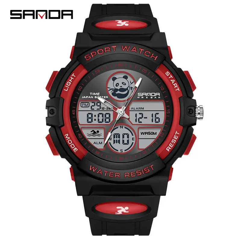 Sanda Panda Black Digital Analog Watch with Lumen Display - Image 6