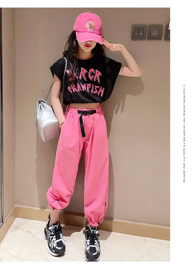 Girls Pink Crawlfish Top Short Summer Suit — feature 12