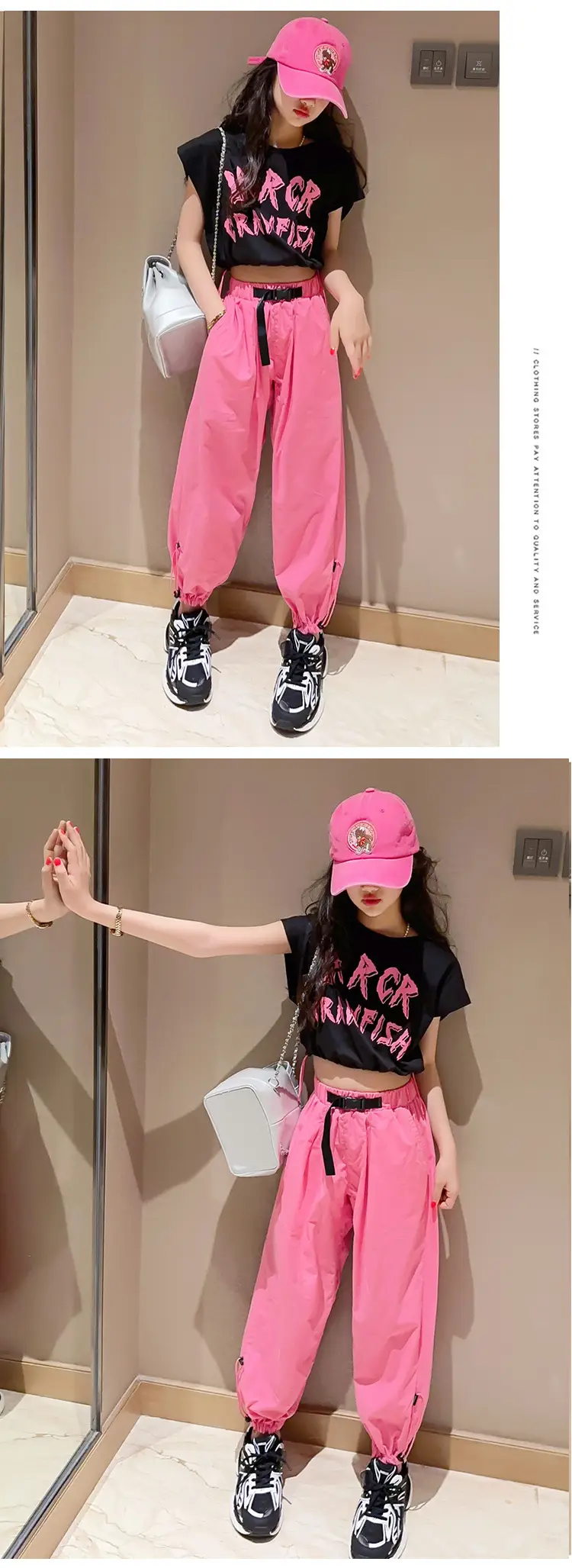 Girls Pink Crawlfish Top Short Summer Suit — feature 14