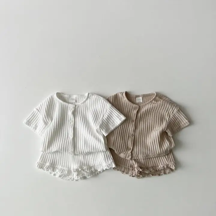 White Striped Knitted 2-Piece Baby Suit for Girls — feature 3