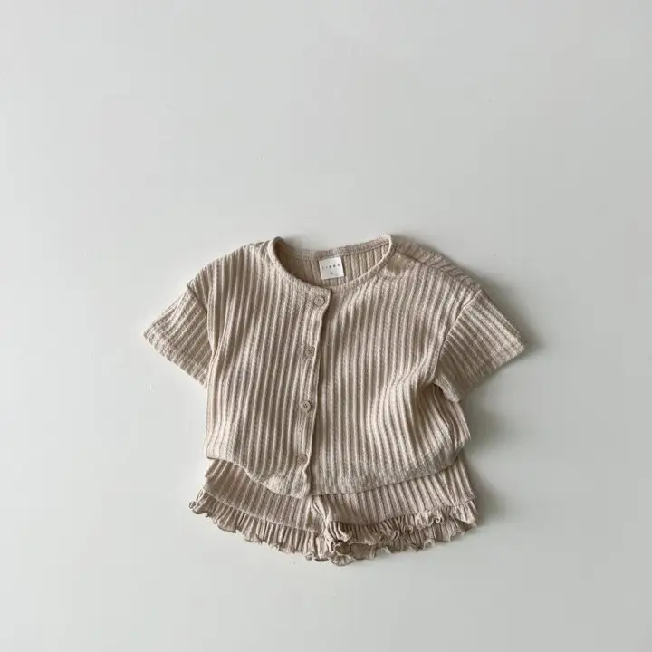 White Striped Knitted 2-Piece Baby Suit for Girls — feature 5