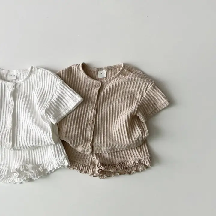 White Striped Knitted 2-Piece Baby Suit for Girls — feature 7