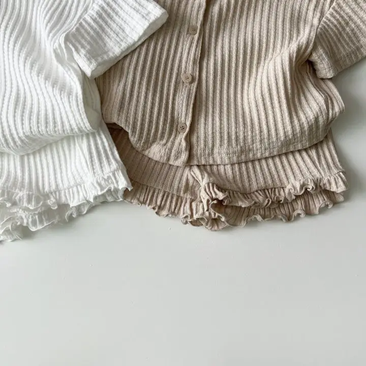 White Striped Knitted 2-Piece Baby Suit for Girls — feature 8