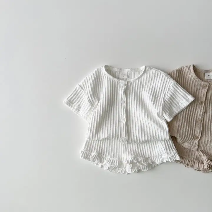 White Striped Knitted 2-Piece Baby Suit for Girls — feature 9
