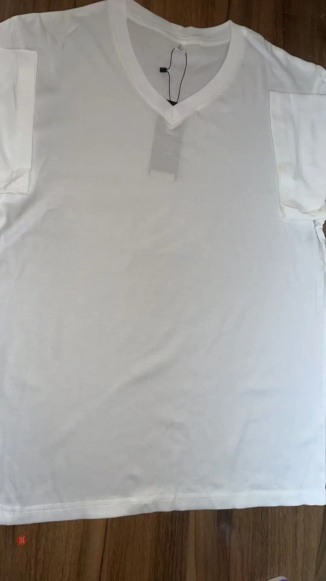 Men V-Neck Cotton T-Shirt White Slim Fit — feature 6