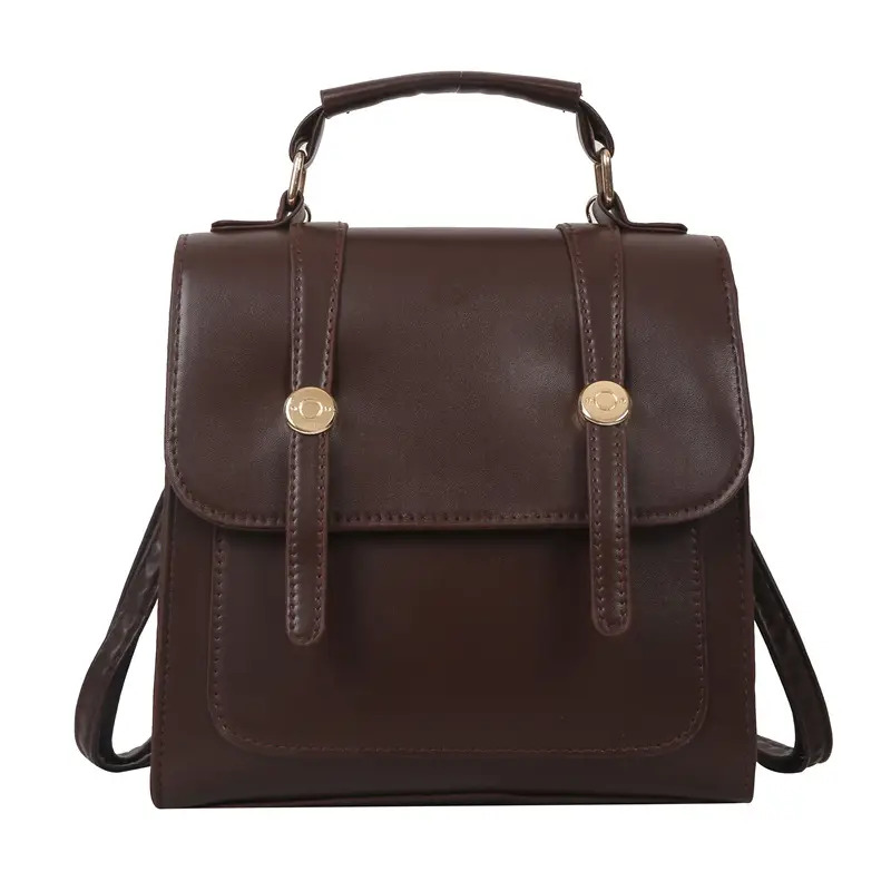 Women's Black Shoulder Backpack with Pom Pom Charm - Image 13