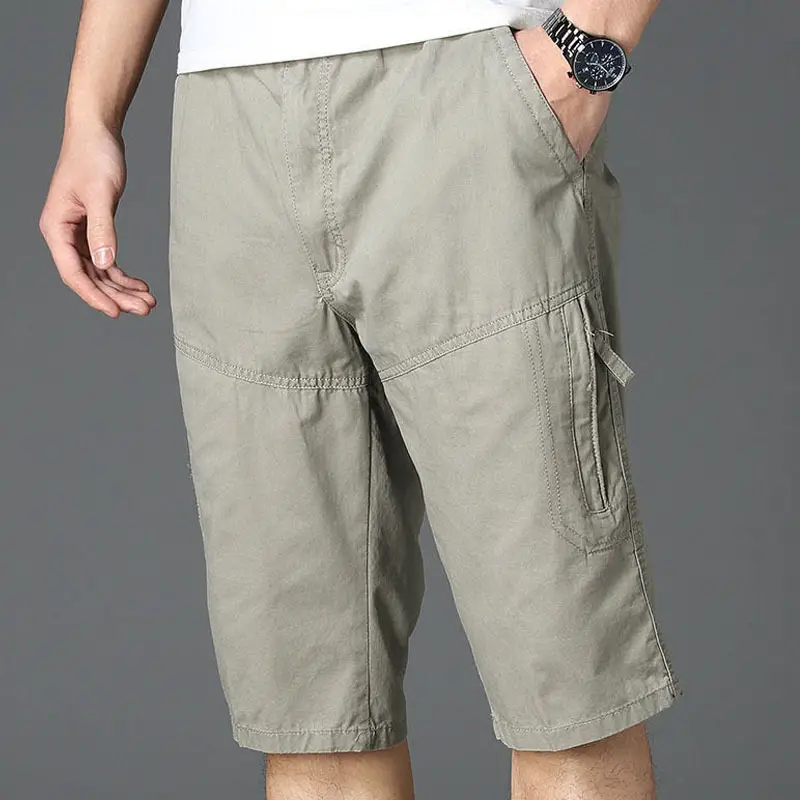 Men's Grey Zip Pocket Capri Shorts - Image 8
