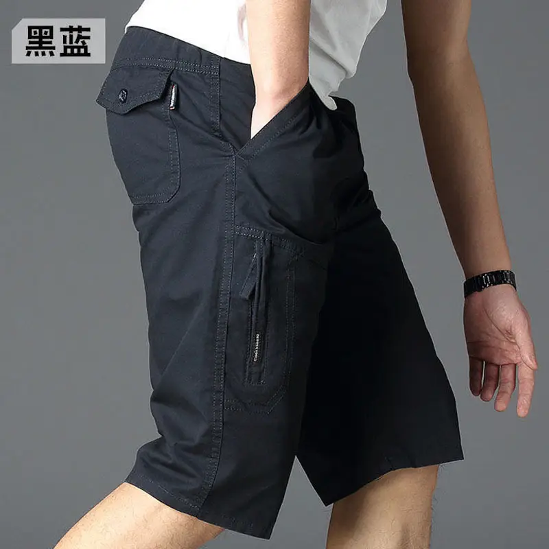 Men's Grey Zip Pocket Capri Shorts - Image 3