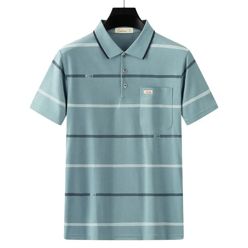 Summer Men's Short-Sleeved T-Shirts for Middle-Aged and Elderly People Flap Pocket Pants Tops Sweatshirts Loose Daddy Polo Shirts Manufacturer Wholesale