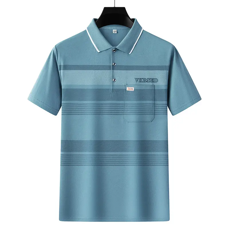 Summer Men's Short-Sleeved T-Shirts for Middle-Aged and Elderly People Flap Pocket Pants Tops Sweatshirts Loose Daddy Polo Shirts Manufacturer Wholesale