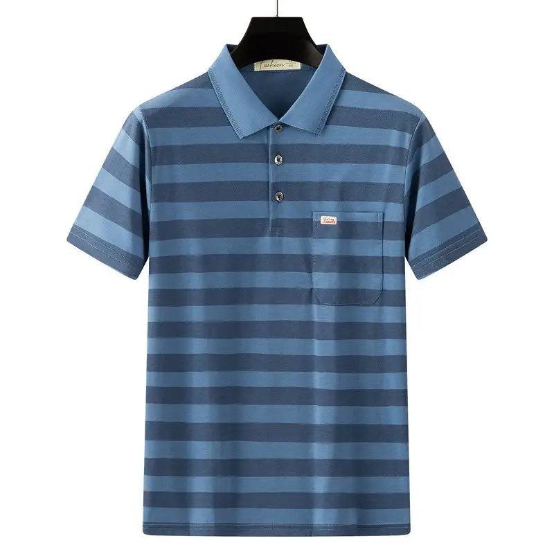 Summer Men's Short-Sleeved T-Shirts for Middle-Aged and Elderly People Flap Pocket Pants Tops Sweatshirts Loose Daddy Polo Shirts Manufacturer Wholesale