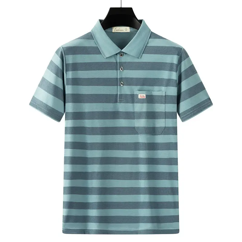 Summer Men's Short-Sleeved T-Shirts for Middle-Aged and Elderly People Flap Pocket Pants Tops Sweatshirts Loose Daddy Polo Shirts Manufacturer Wholesale