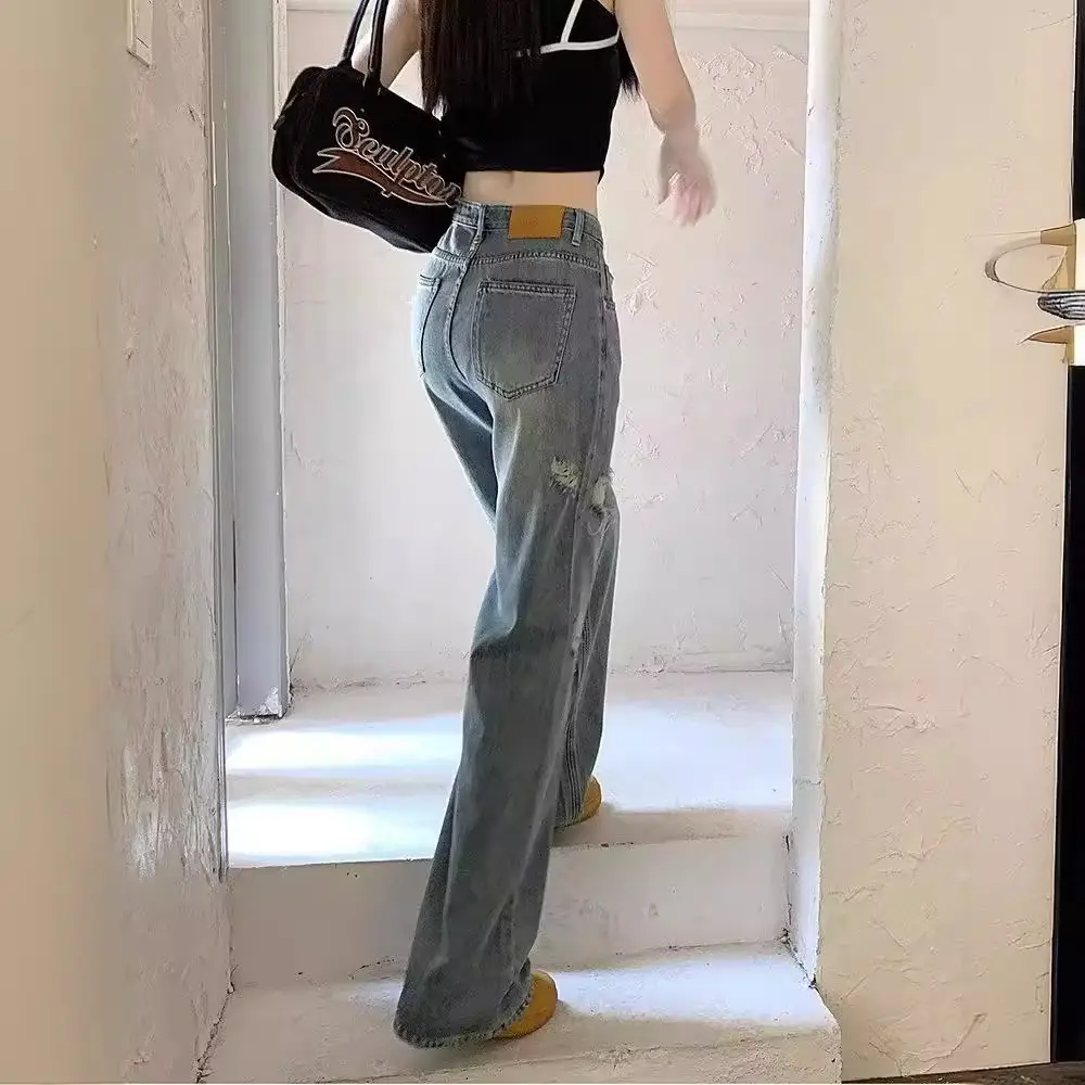 Women American Style Retro Ripped Jeans Summer Loose Slim Fit - Image 5
