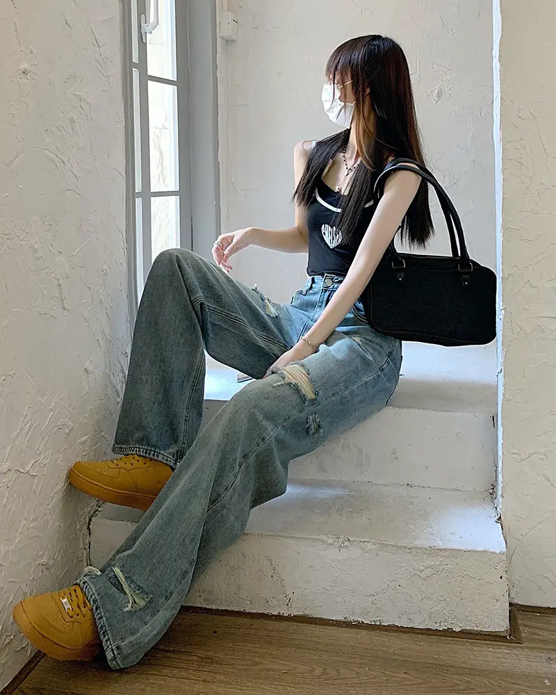 Women American Style Retro Ripped Jeans Summer Loose Slim Fit — feature 17