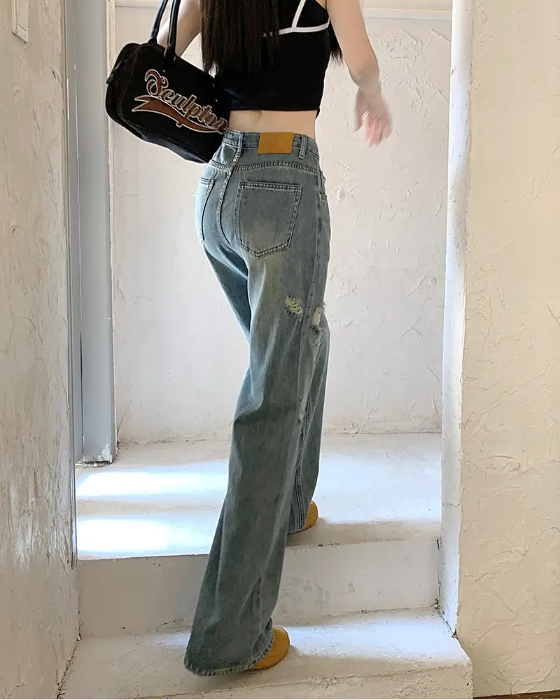 Women American Style Retro Ripped Jeans Summer Loose Slim Fit — feature 20