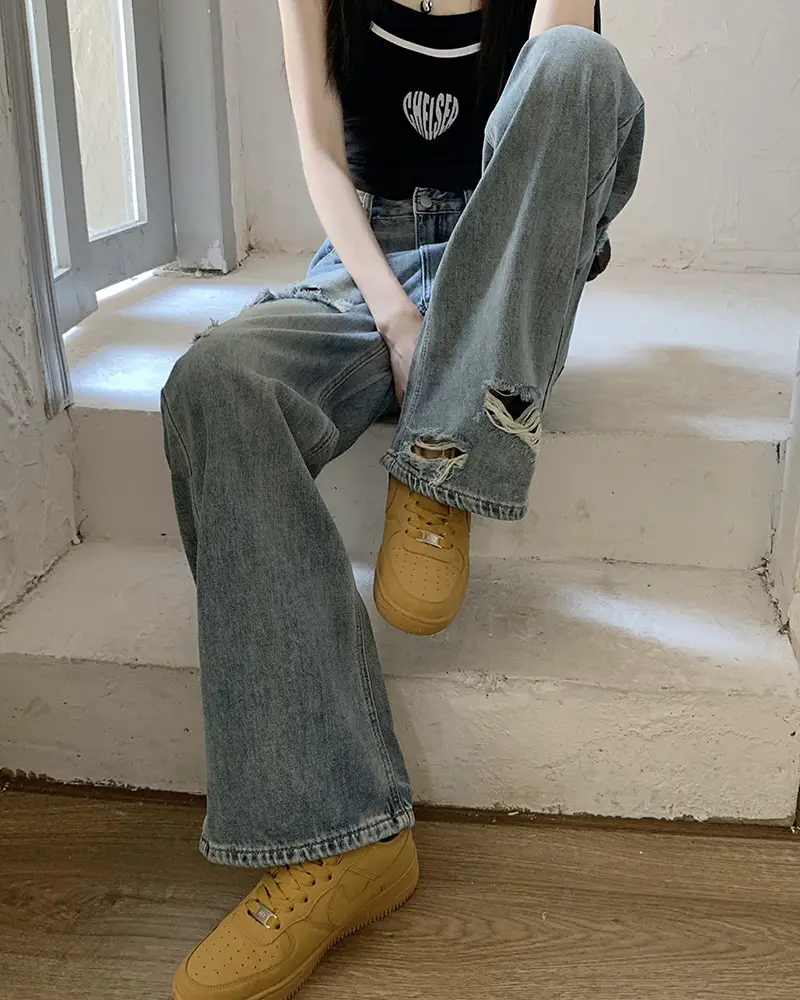 Women American Style Retro Ripped Jeans Summer Loose Slim Fit — feature 22