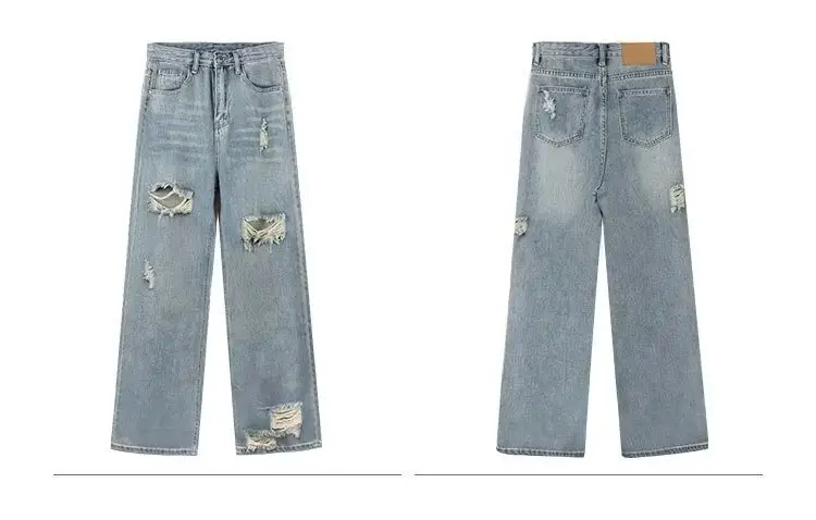 Women American Style Retro Ripped Jeans Summer Loose Slim Fit — feature 7