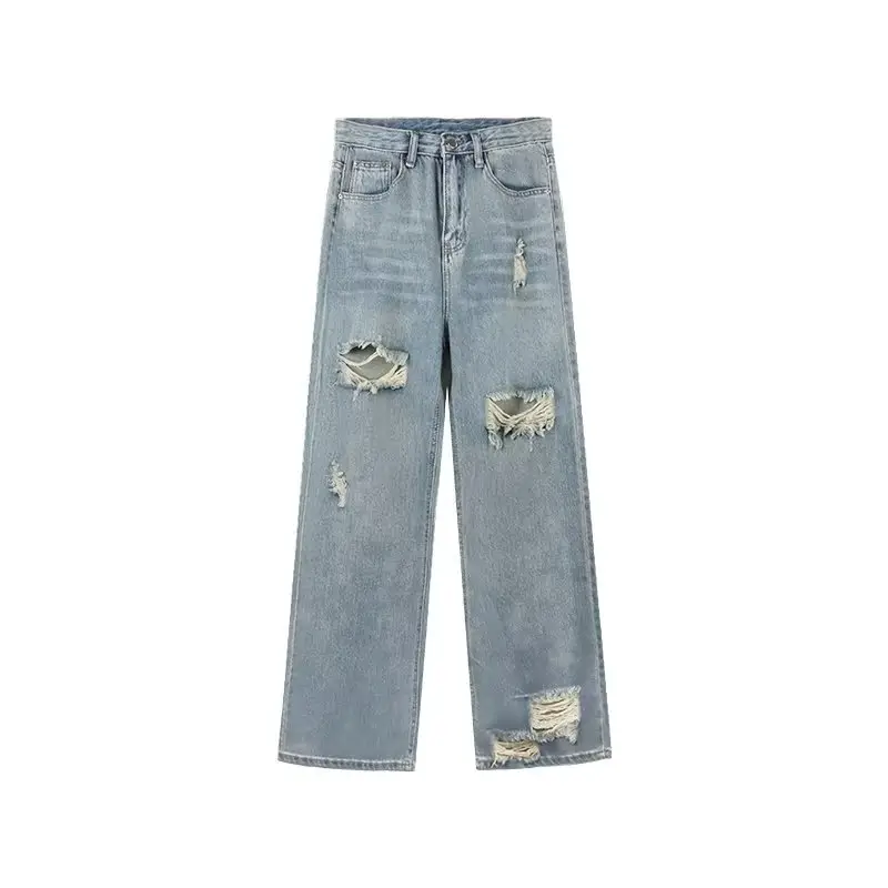 Women American Style Retro Ripped Jeans Summer Loose Slim Fit — feature 8