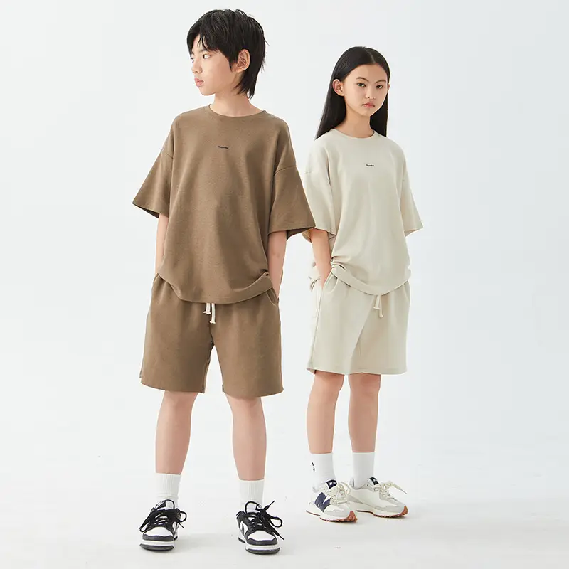 DK Children Shorts Set Brown Cream Summer FOG Style - Image 7