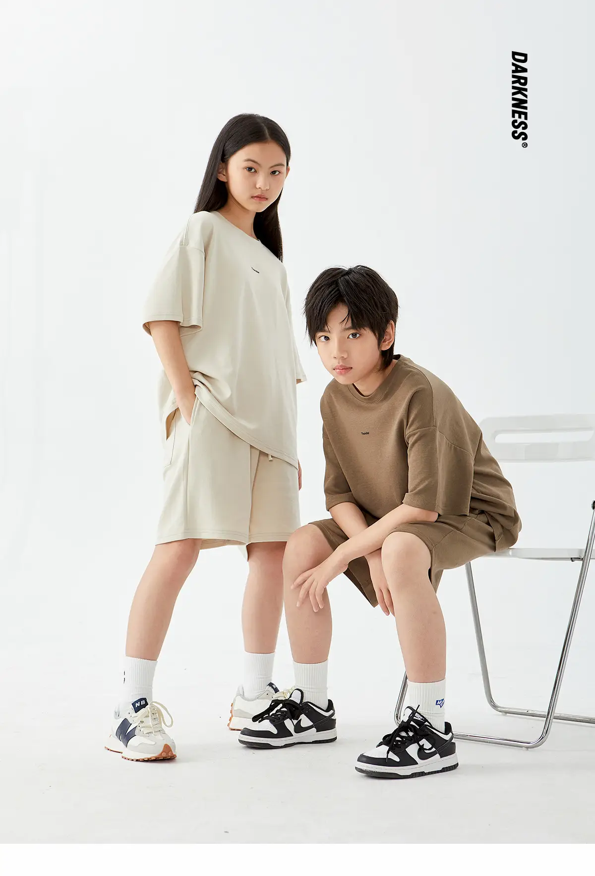 DK Children Shorts Set Brown Cream Summer FOG Style — feature 1