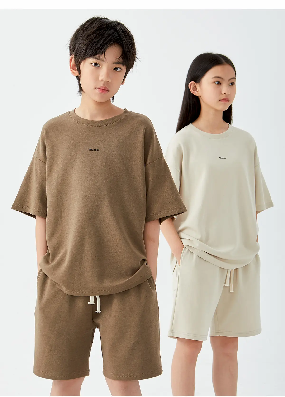 DK Children Shorts Set Brown Cream Summer FOG Style — feature 13