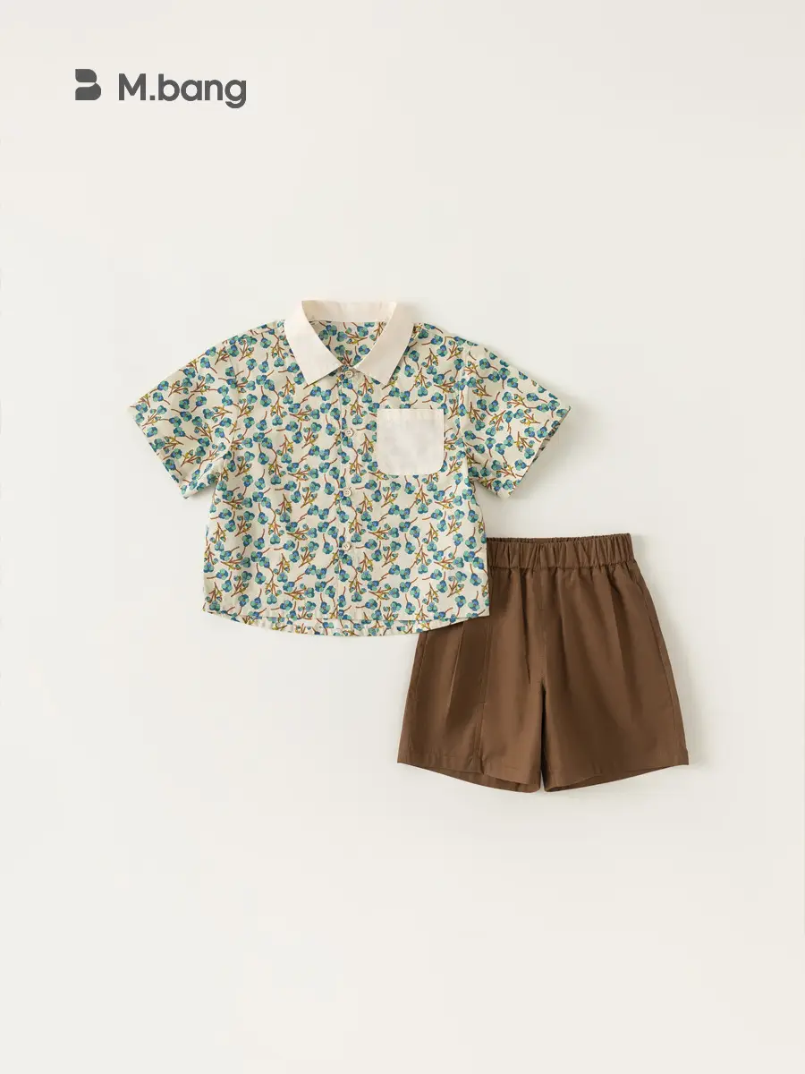 Girls Floral Top & Brown Shorts 2-Piece Set - Image 3