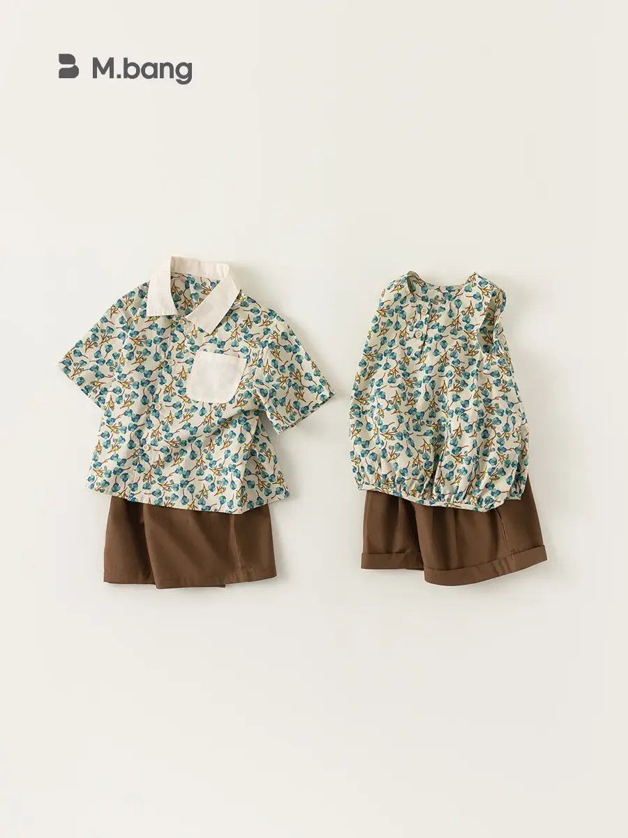 Girls Floral Top & Brown Shorts 2-Piece Set - Image 4