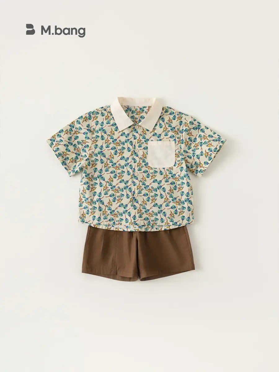 Girls Floral Top & Brown Shorts 2-Piece Set - Image 6
