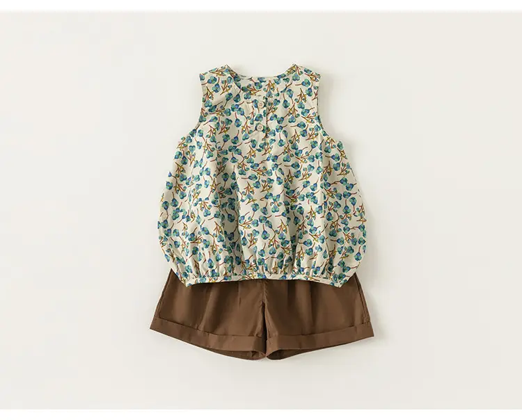 Girls Floral Top & Brown Shorts 2-Piece Set — feature 10