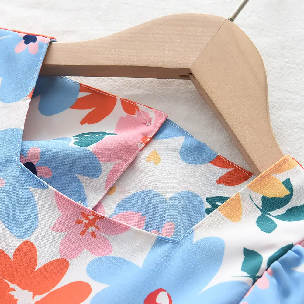 Floral Backless Dress for Girls Summer Puff Sleeve — feature 5