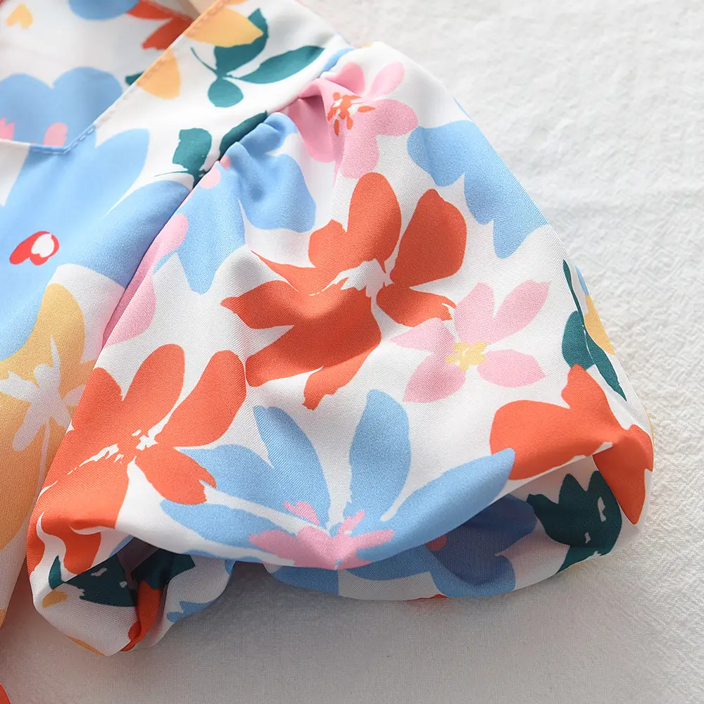 Floral Backless Dress for Girls Summer Puff Sleeve — feature 6