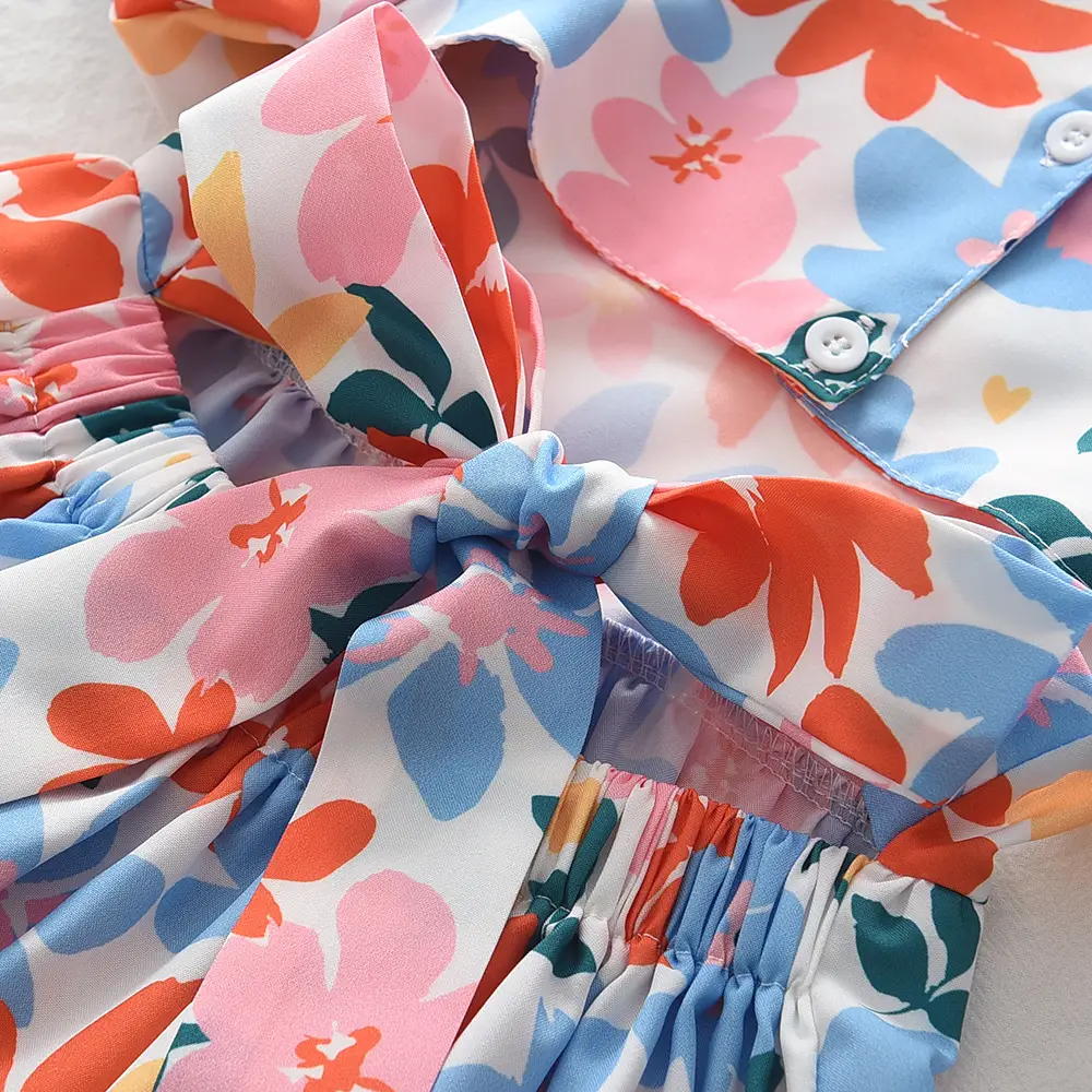 Floral Backless Dress for Girls Summer Puff Sleeve — feature 9