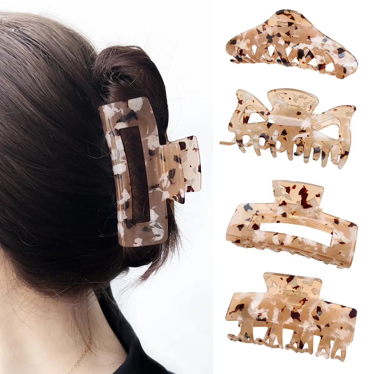 Berphoia Large Hollow Hair Clip Leopard Print Korean Style - Image 6