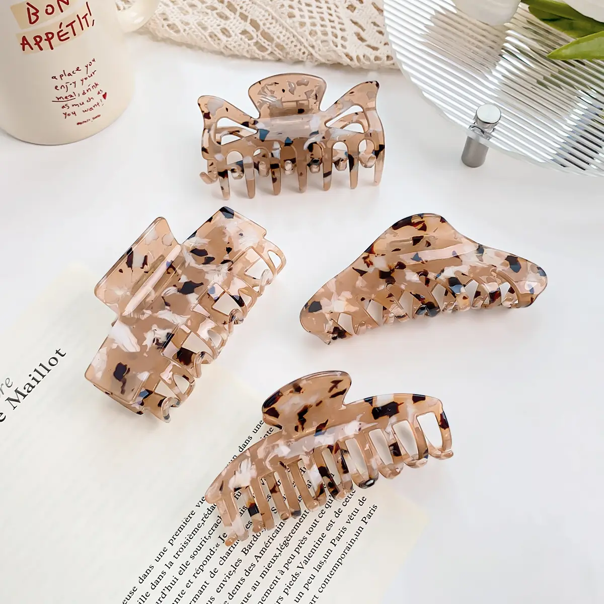 Berphoia Large Hollow Hair Clip Leopard Print Korean Style - Image 7