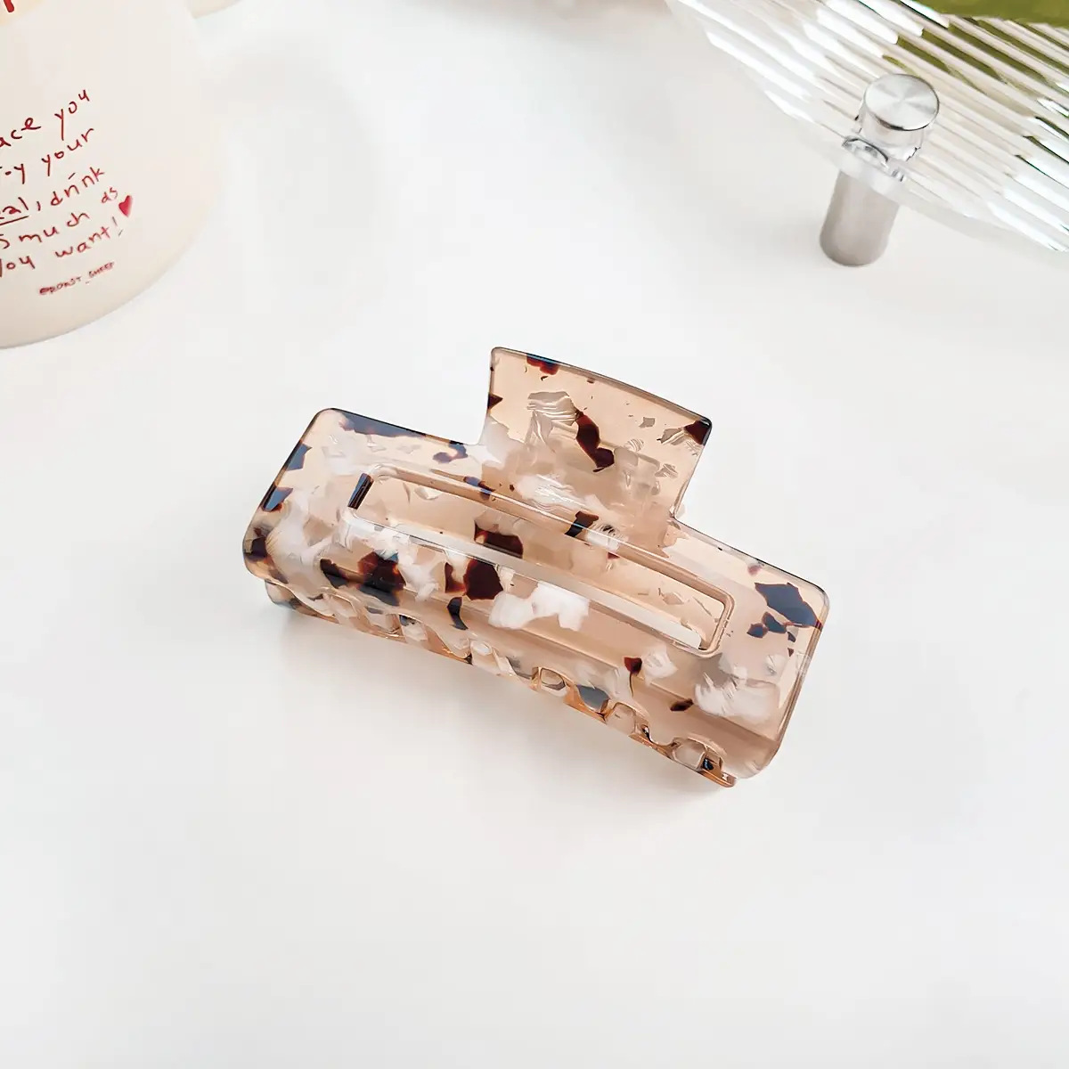 Berphoia Large Hollow Hair Clip Leopard Print Korean Style - Image 2
