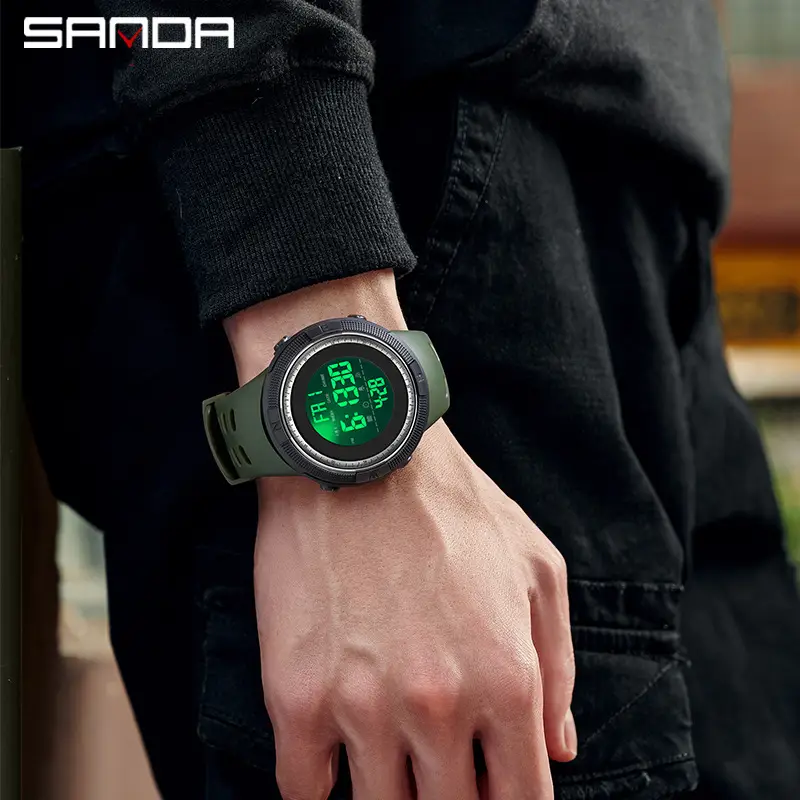 Sanda Digital Men's Watch Black Gold 22:48