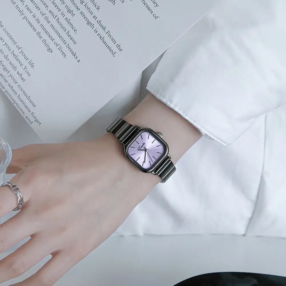 Women's Green Square Watch with Silver Band - Image 7