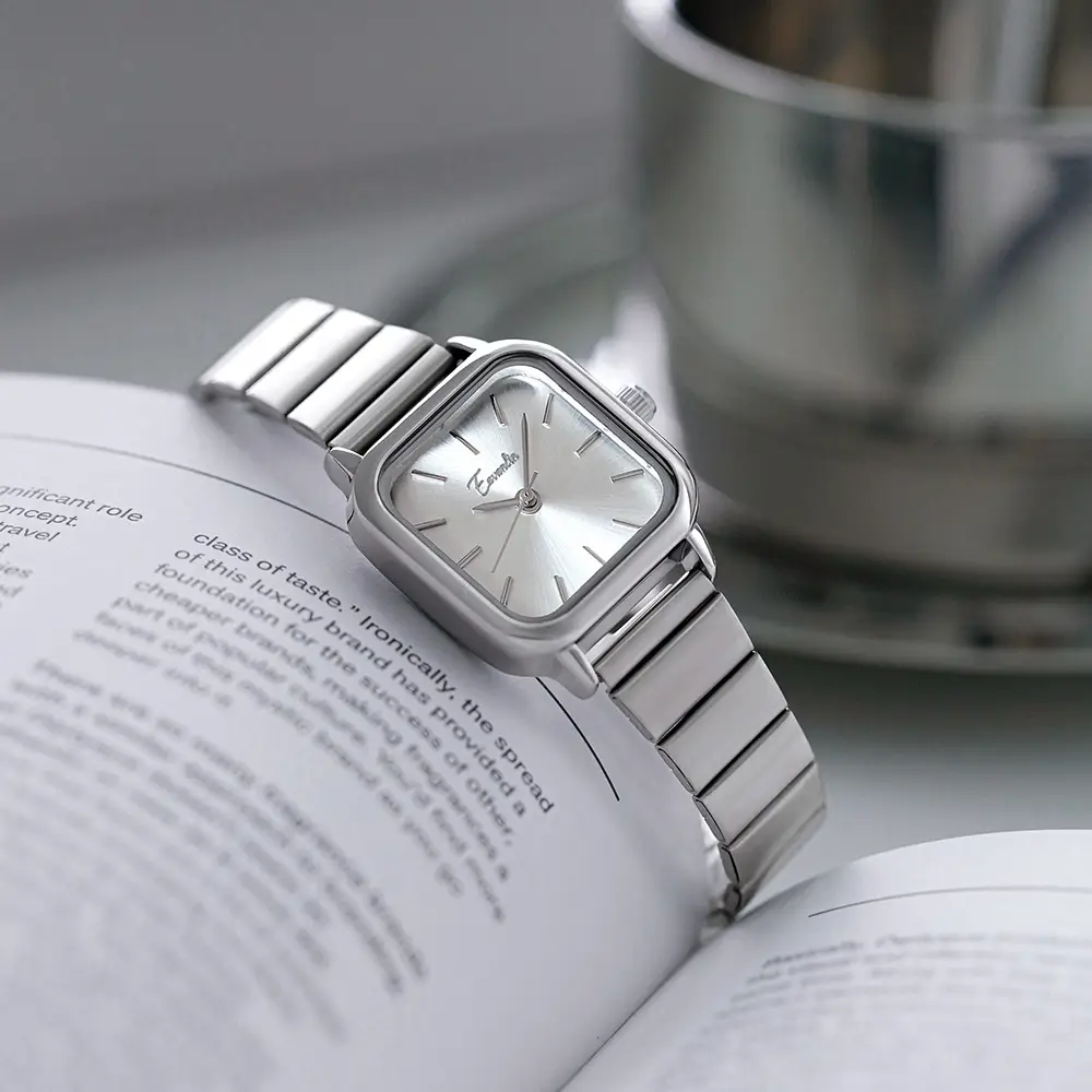 Women's Green Square Watch with Silver Band - Image 3