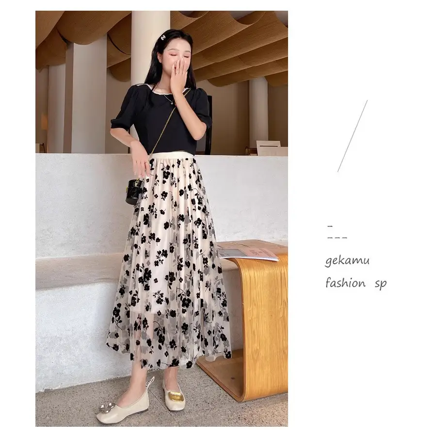 Women's Floral Mesh Skirt Large Swing Veil Style