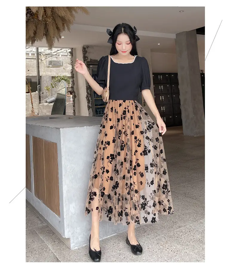 Women's Floral Mesh Skirt Large Swing Veil Style