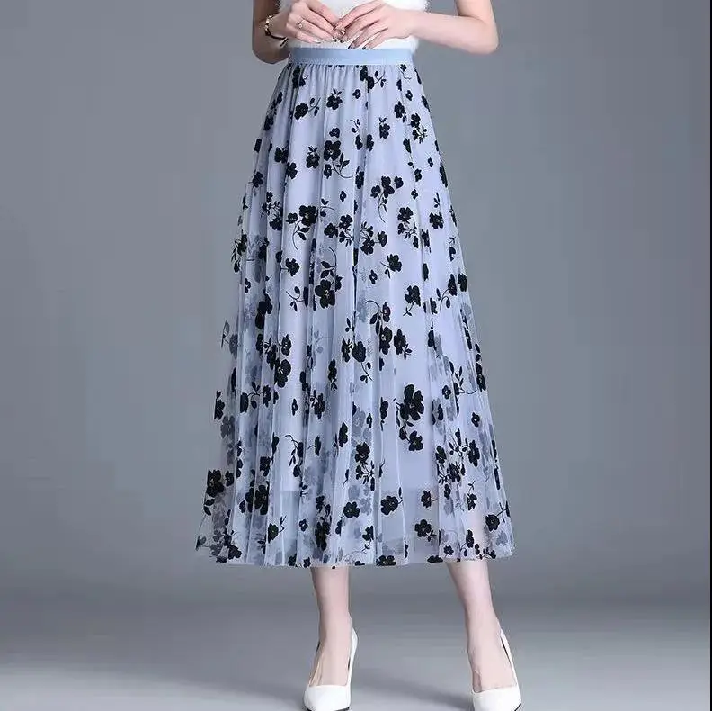 Women's Floral Mesh Skirt Large Swing Veil Style