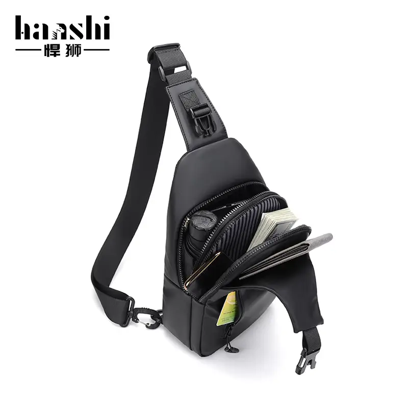 Men's Waterproof Casual Chest Bag Black Travel Commuter - Image 7