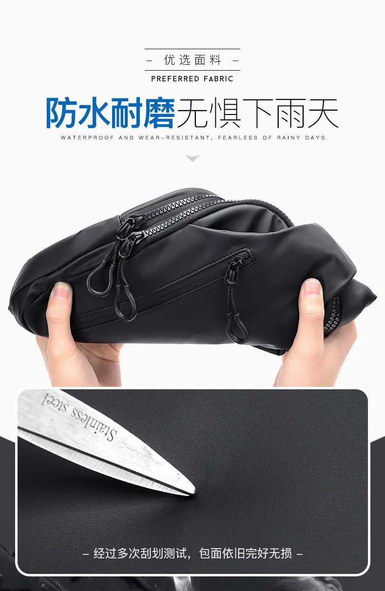 Men's Waterproof Casual Chest Bag Black Travel Commuter — feature 11