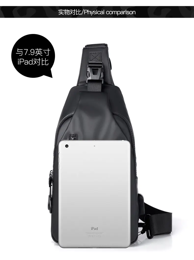 Men's Waterproof Casual Chest Bag Black Travel Commuter — feature 14