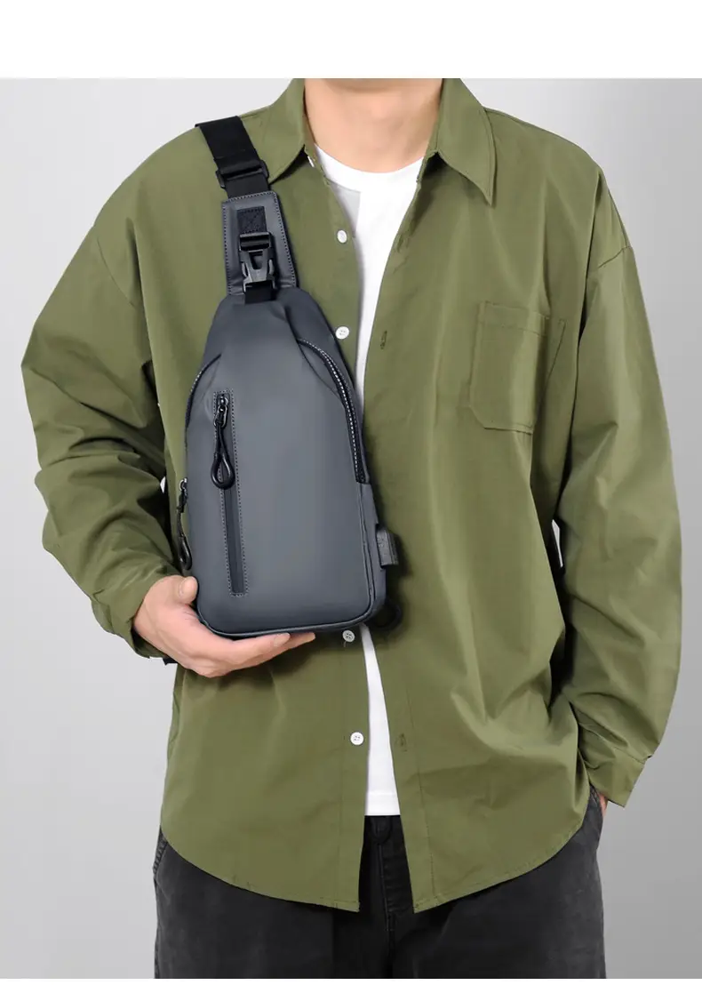Men's Waterproof Casual Chest Bag Black Travel Commuter — feature 15