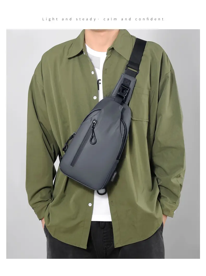 Men's Waterproof Casual Chest Bag Black Travel Commuter — feature 16