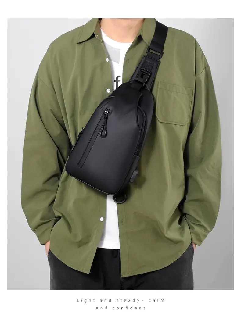 Men's Waterproof Casual Chest Bag Black Travel Commuter — feature 19