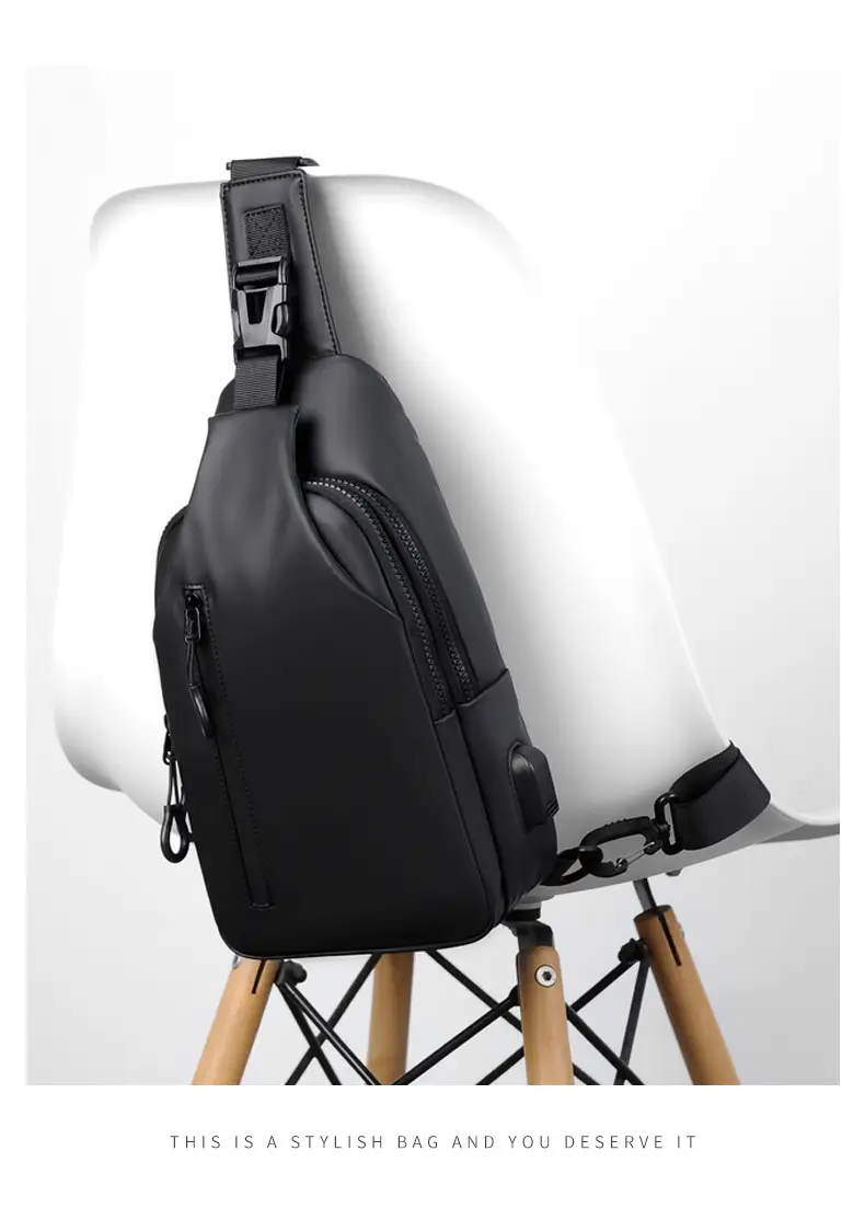Men's Waterproof Casual Chest Bag Black Travel Commuter — feature 29