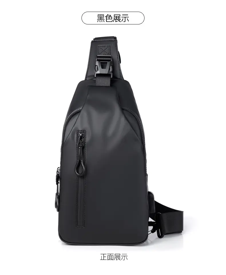 Men's Waterproof Casual Chest Bag Black Travel Commuter — feature 35