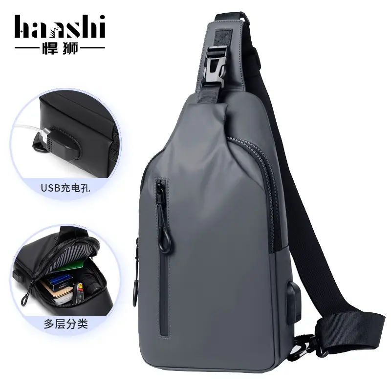 Men's Waterproof Casual Chest Bag Black Travel Commuter - Image 3